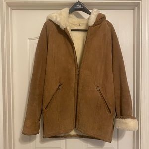 J Percy for Marvin Richards genuine leather faux fur lined coat